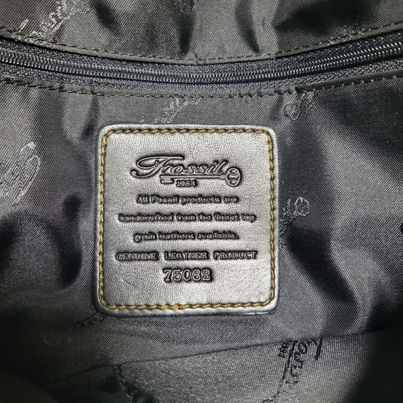 Vintage Fossil Black Leather Messenger Bag 75082 - Picture 10 of 12